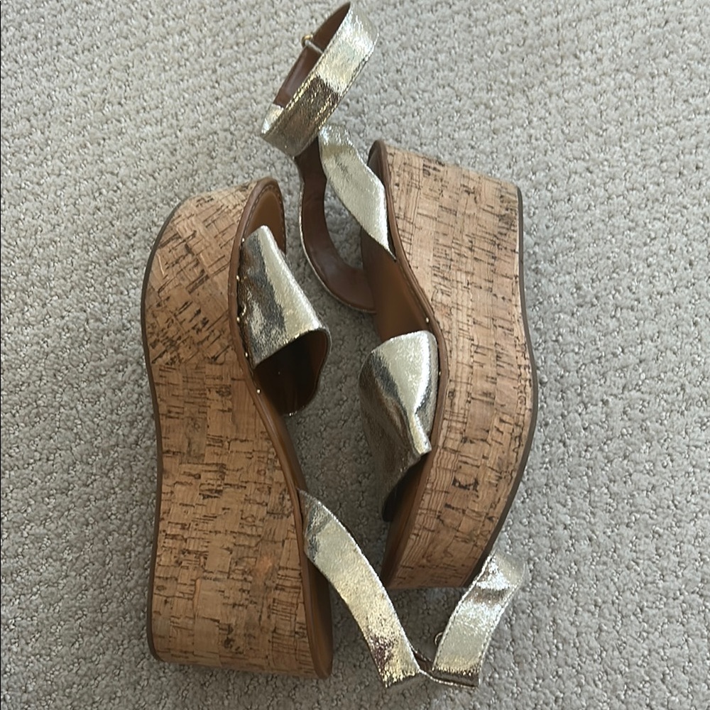 Gold Metallic Wedge Sandals
